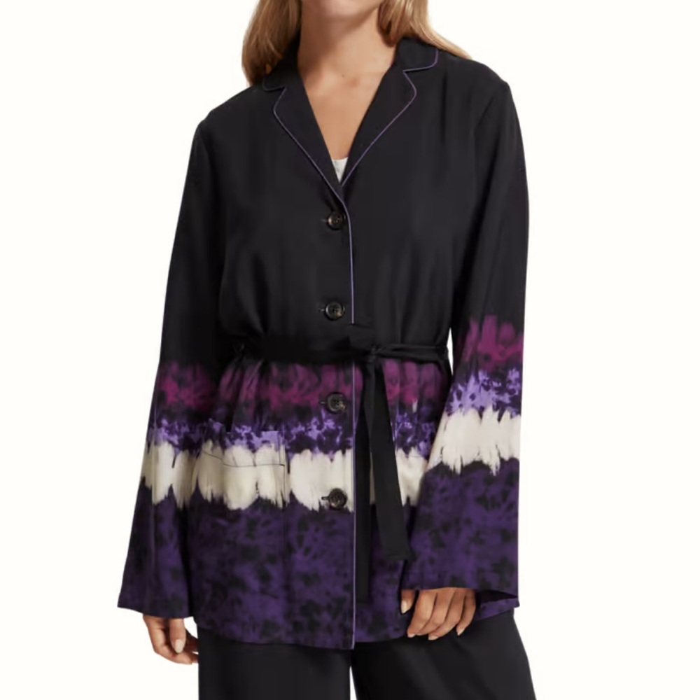 NWOT Scotch + Soda Dip Dye Printed Oversized Belted 
Pyjama Blazer